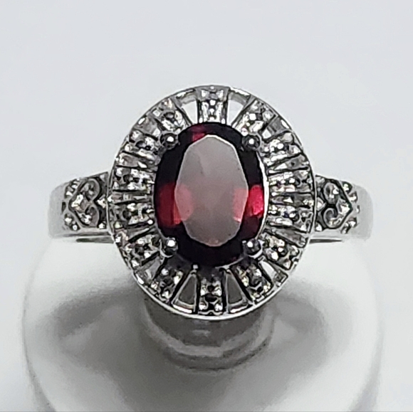 2.00 ct Garnet Sterling Silver Filigree Ring size 7 - Picture 3 of 11